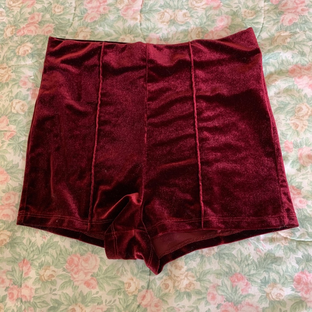 High Rise Velvet Shorts